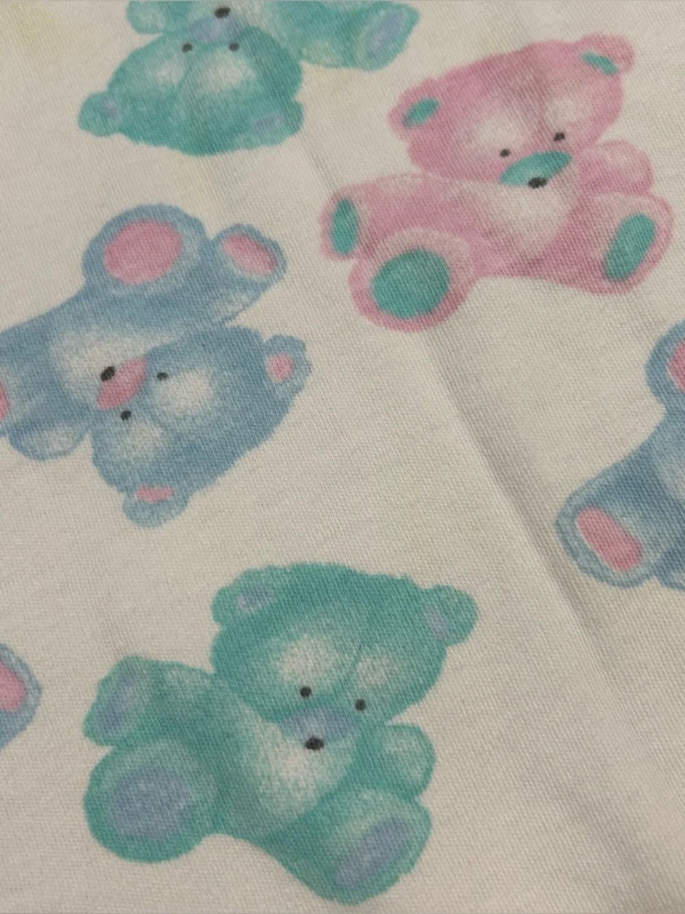 Vintage 90s Carter’s Teddy Bear Baby Blanket Pastel Blue Pink Green 100% Cotton